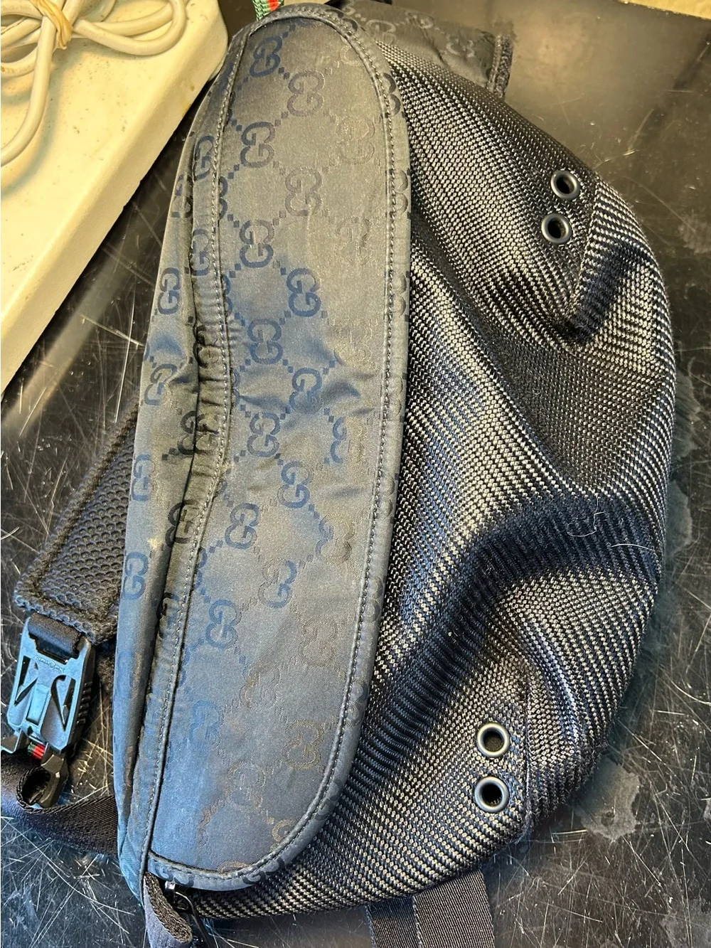 Gucci Black Nylon Belt Bag with Green-Red Web Accent